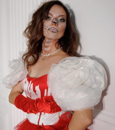 Red White With Painted Bloody Witch Corset