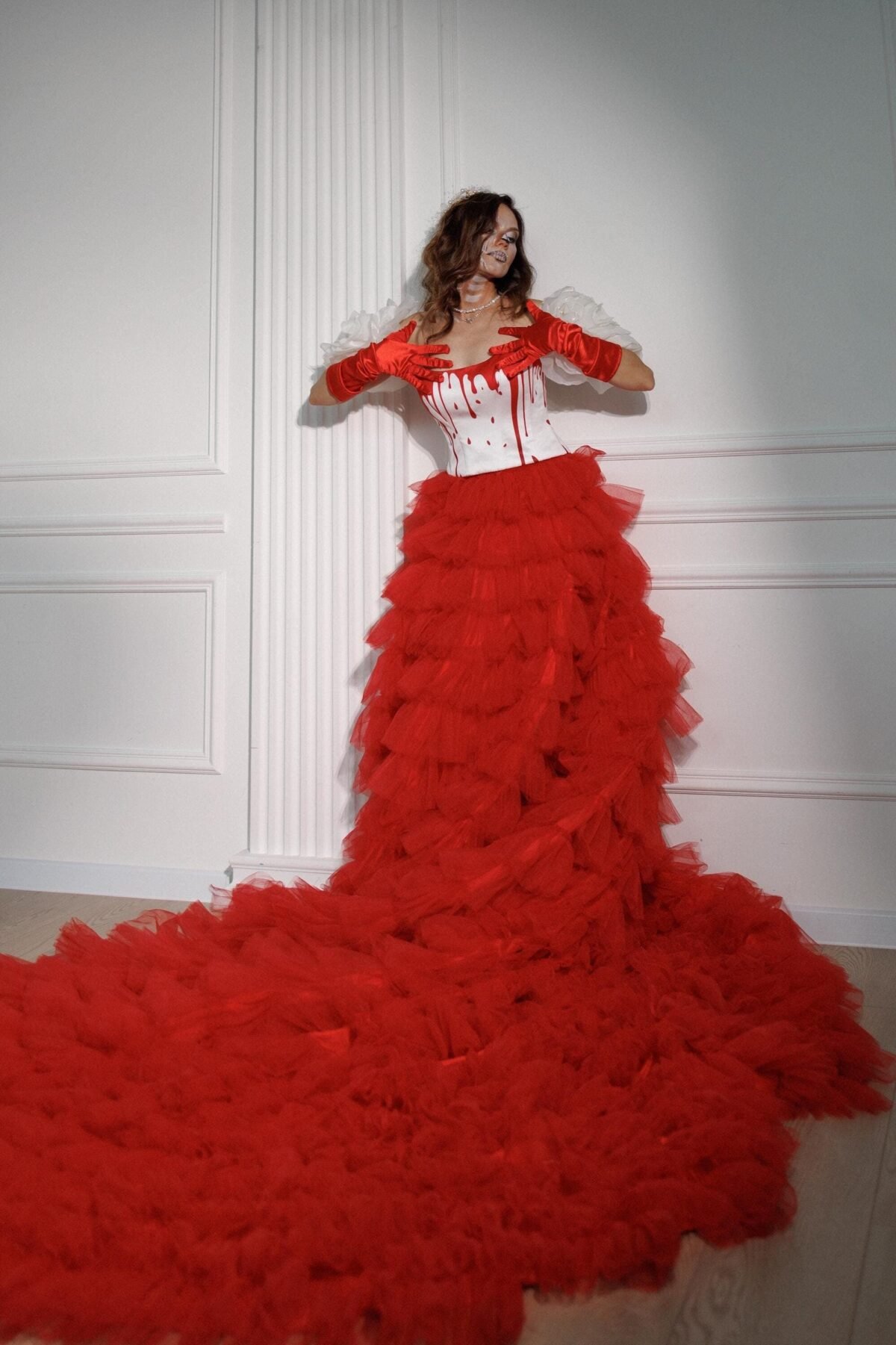 Red White With Painted Bloody Witch Corset