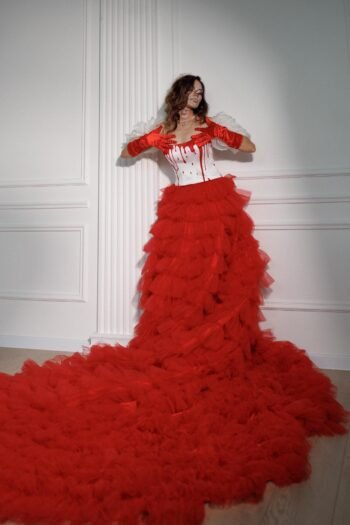 Red White With Painted Bloody Witch Corset