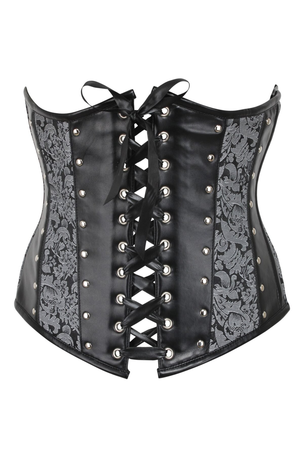 Silver Brocade And PVC Half Corset