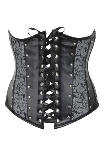 Silver Brocade And PVC Half Corset