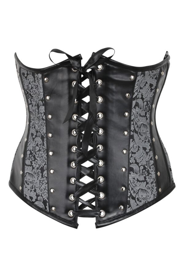 Silver Brocade And PVC Half Corset