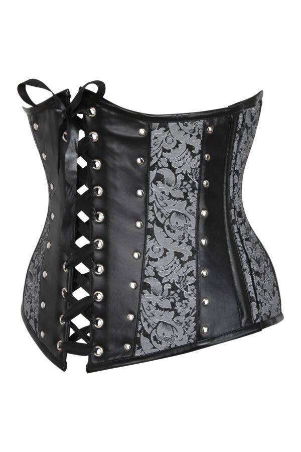 Silver Brocade And PVC Half Corset