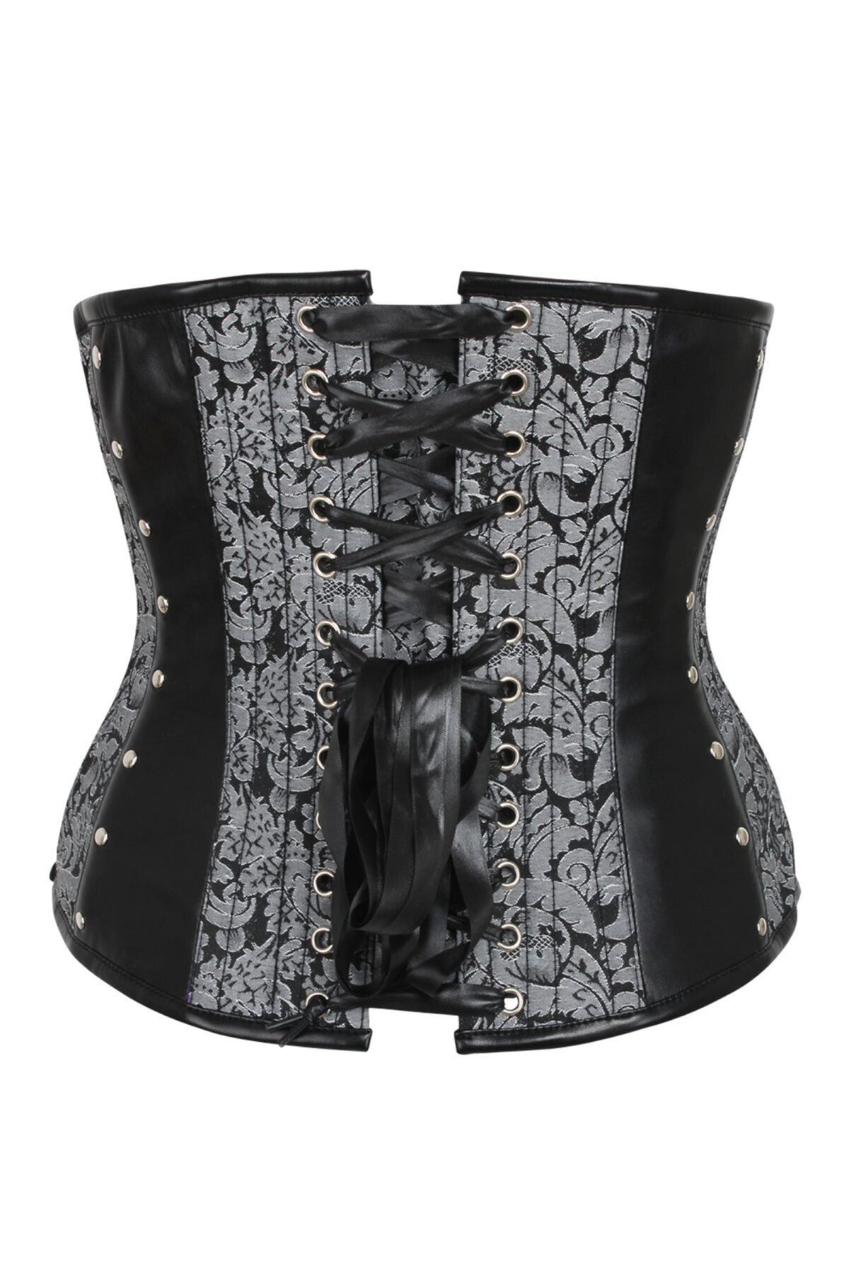 Silver Brocade And PVC Half Corset