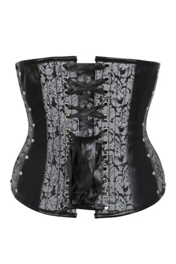 Silver Brocade And PVC Half Corset