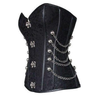 Steampunk Overbust Steel Boned Black Chain Corset
