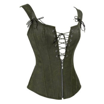 Steampunk Strappy Steel Bond Overbust Corset With Zip
