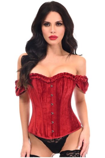 Velvet Steel Boned Overbust Corset Top For Women