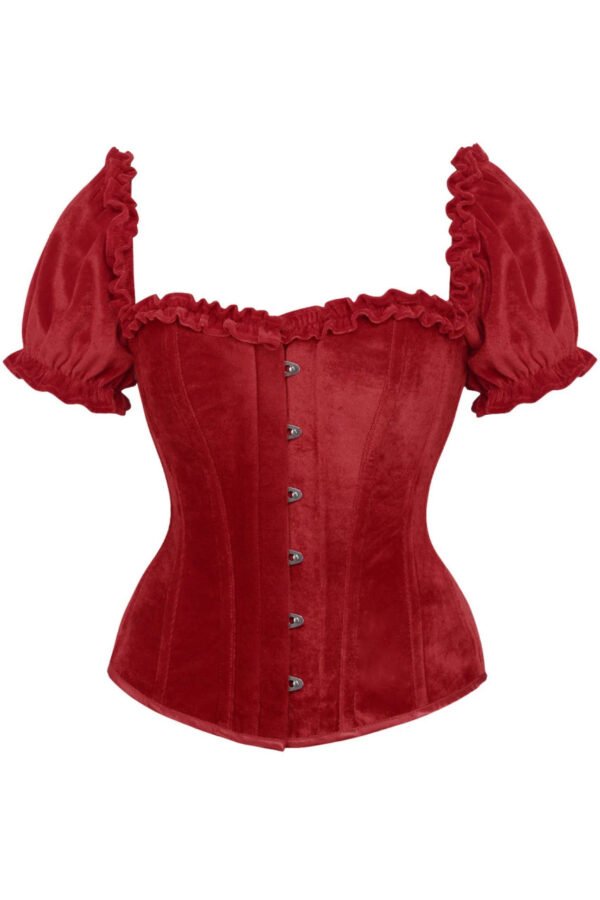 Velvet Steel Boned Overbust Corset Top For Women