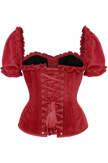 Velvet Steel Boned Overbust Corset Top For Women