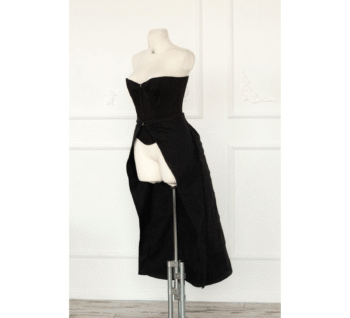 Victorian Steel Boned Overbust Black Witch Corset Dress