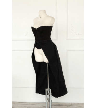 Victorian Steel Boned Overbust Black Witch Corset Dress