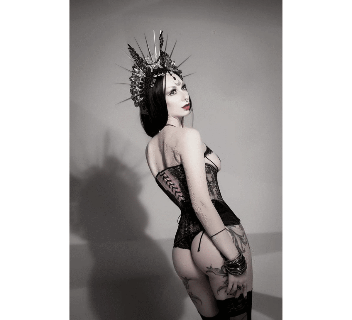 Witch Gothic Burlesque Corset Black Half Bust Silk Torso