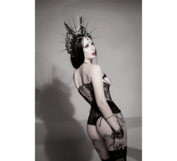 Witch Gothic Burlesque Corset Black Half Bust Silk Torso
