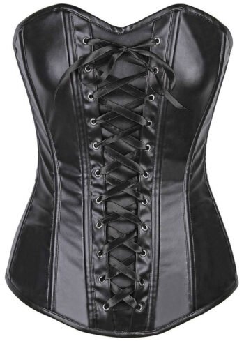 Witch Leather Steel Boned Gothic Corset Overbust Top