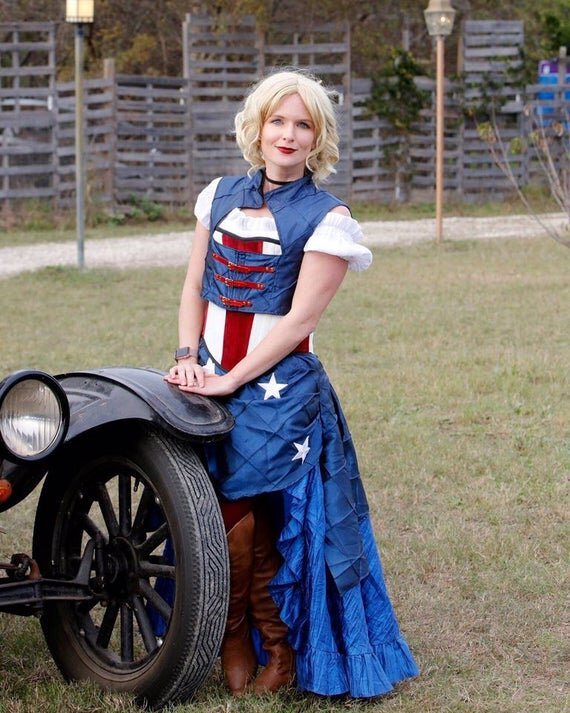 American Flag Inspired Steampunk Witch Corset womencorset,.com