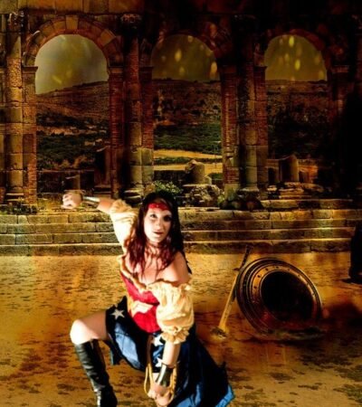 Red Witch Corset Wonder Woman Cosplay Costume womencorset.com