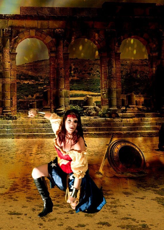 Red Witch Corset Wonder Woman Cosplay Costume womencorset.com
