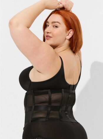 Black half bust steel boned underbust plus size corset womencorset.com