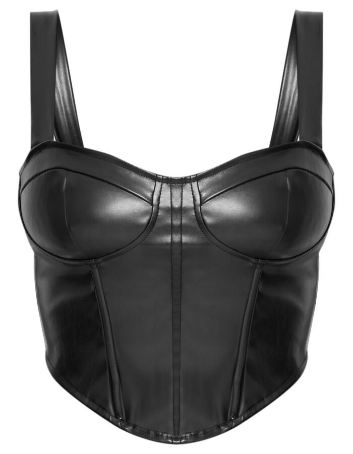black leather bustier, black leather corset, black pleather bustier, corset faux leather, faux leather bustier, faux leather bustier top, faux leather corset, faux leather corset top, leather bodice, leather bustier, leather bustier top, leather corset, leather corset top, leather waist cincher, leatherette corset, patent leather corset, pleather corset, pleather corset top, pleather crop top, plus size leather corset womencorset.com