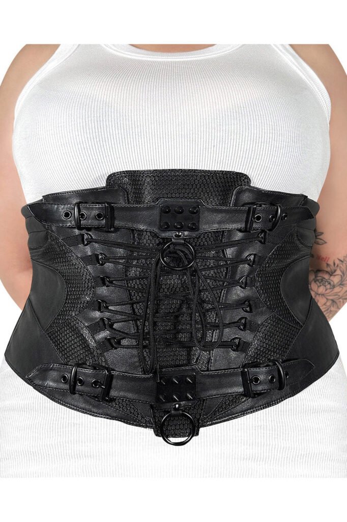 Black leather underbust plus size corset waist cincher for women Gothic Underbust Corset womencorset.com