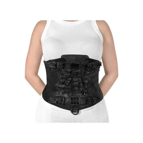 Black leather underbust plus size corset waist cincher for women Gothic Underbust Corset womencorset.com