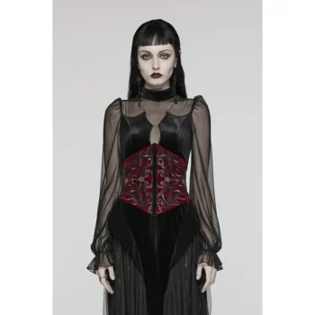 Blood Embroidered Velvet Underbust Plus Size Corset Belt womencorset.com