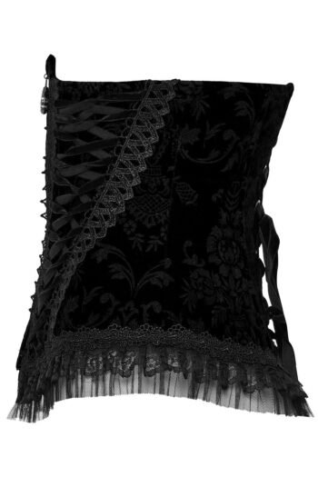 Black velvet steel boned underbust plus size corset women womencorset.com