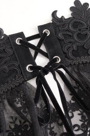 Black gothic mesh underbust plus size corset top for women womencorset.com