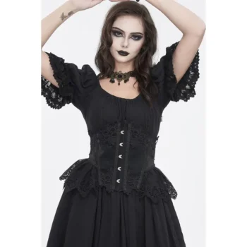Black gothic mesh underbust plus size corset top for women womencorset.com