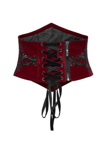 Blood Embroidered Velvet Underbust Plus Size Corset Belt womencorset.com