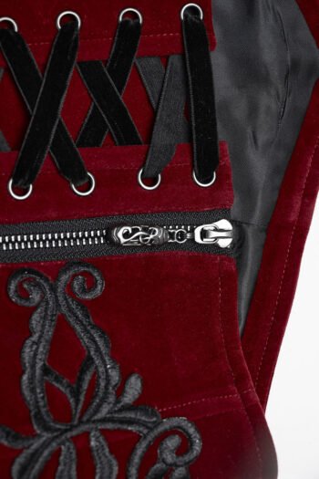 Blood Embroidered Velvet Underbust Plus Size Corset Belt womencorset.com