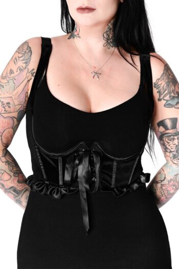 Black fishnet open bust plus size women corset Underbust Corset womencorset.com