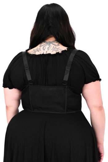 Black fishnet open bust plus size women corset womencorset.com