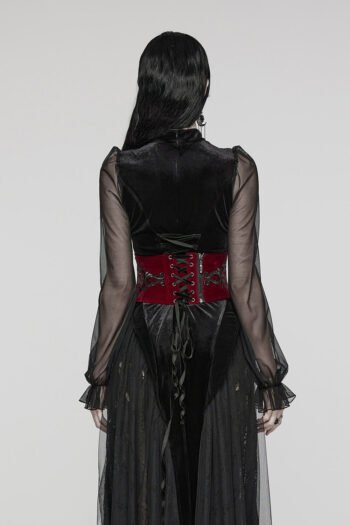 Blood Embroidered Velvet Underbust Plus Size Corset Belt womencorset.com