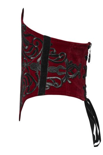 Blood Embroidered Velvet Underbust Plus Size Corset Belt womencorset.com