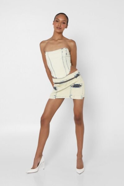 acid wash corset, denim corset, bodycon corset, boned corset, bustier denim top, corset style top, cropped corset top, curve accent corset, denim corset top, distressed denim corset, fashion corset top, grunge denim corset, high waist corset, lace up back corset, party denim bustier, seamless denim bustier, solid denim corset, strapless corset, strapless denim corset, streetwear corset, tube corset top