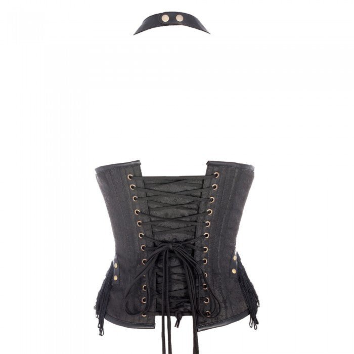 Black Steampunk Halterneck Corset with Zip Detail