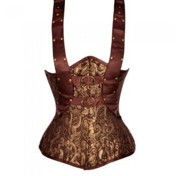 Brocade Underbust Punk Corset With Shoulder Strap
