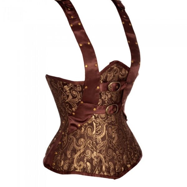 Brocade Underbust Punk Corset With Shoulder Strap