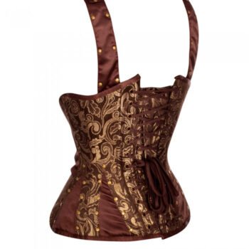 Brocade Underbust Punk Corset With Shoulder Strap