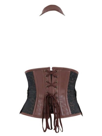 Brown Brocade Halter Underbust Steampunk Corset