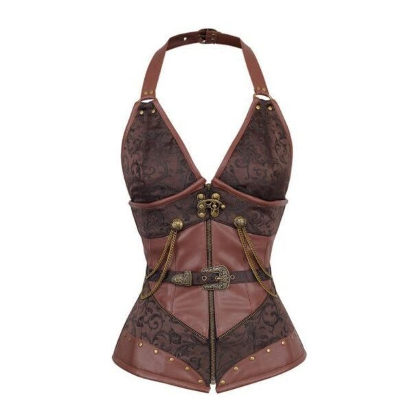 Brown Halter Neck Steampunk Corset
