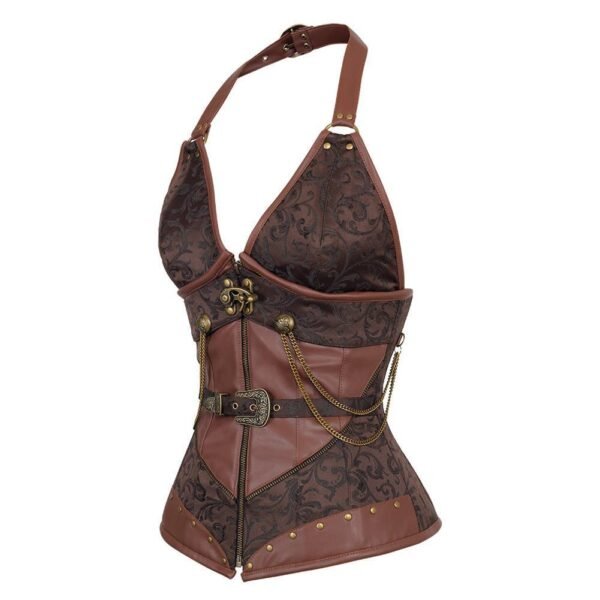 Brown Halter Neck Steampunk Corset