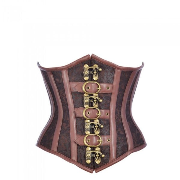 Brown Underbust Buckle And Hooks Steampunk Corset