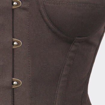 Cotton Brown Overbust Steampunk Corset With Cups
