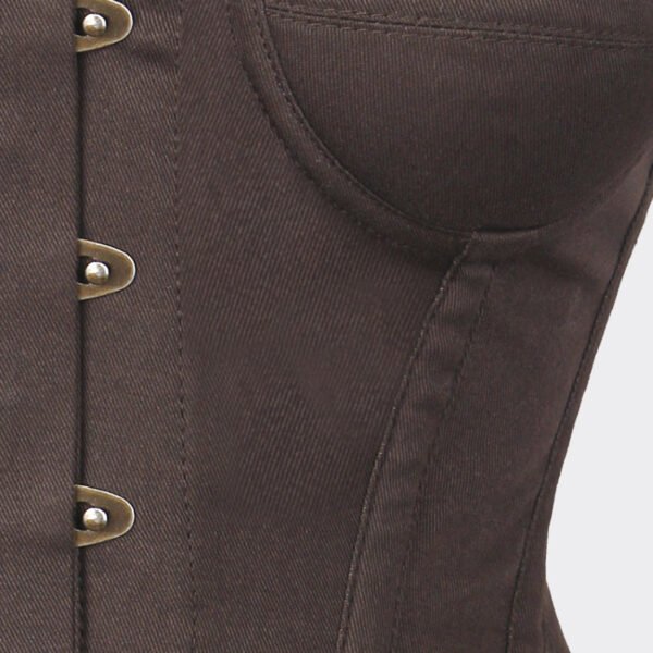 Cotton Brown Overbust Steampunk Corset With Cups