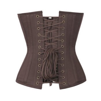 Cotton Brown Overbust Steampunk Corset With Cups