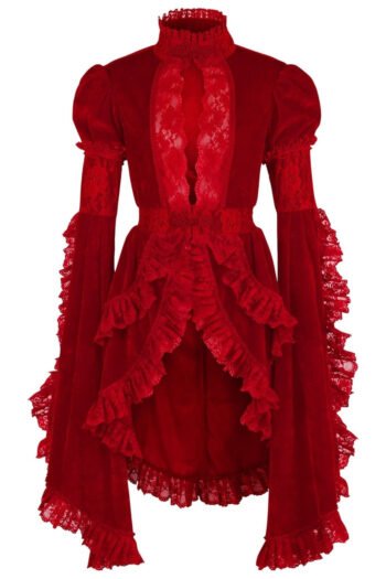 Dark Red Velvet and Lace Victorian Witch Dress