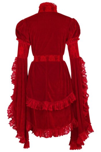 Dark Red Velvet and Lace Victorian Witch Dress